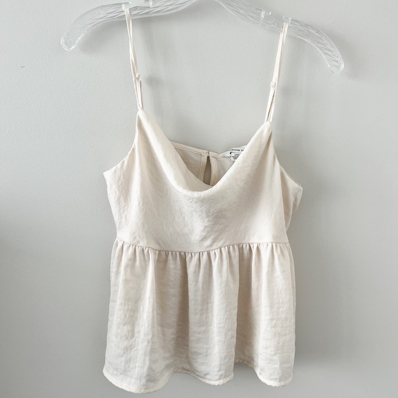 American Eagle Outfitters Tops - American Eagle Off White Satin Cowl Neck Babydoll Top with Adjustable Straps